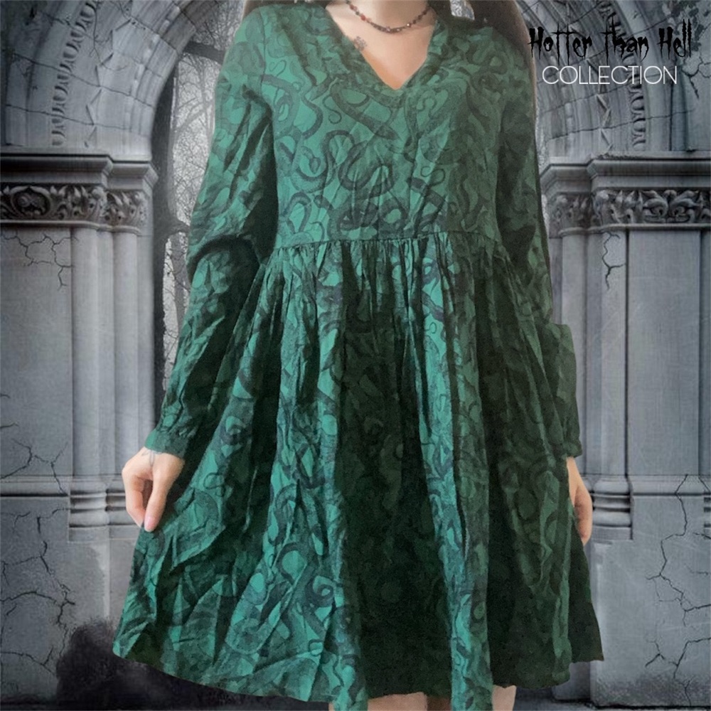 NWT Gothic Disturbia Snake Print Ophidia Mini Dress in Green
